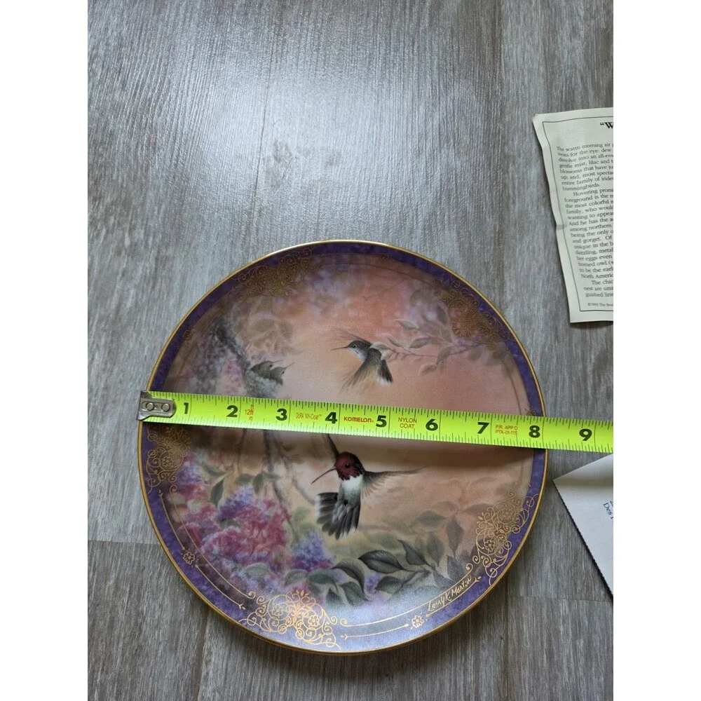 VTG Bradford Exchange Wings of Grace Hummingbird Plate Larry K Martin COA 93